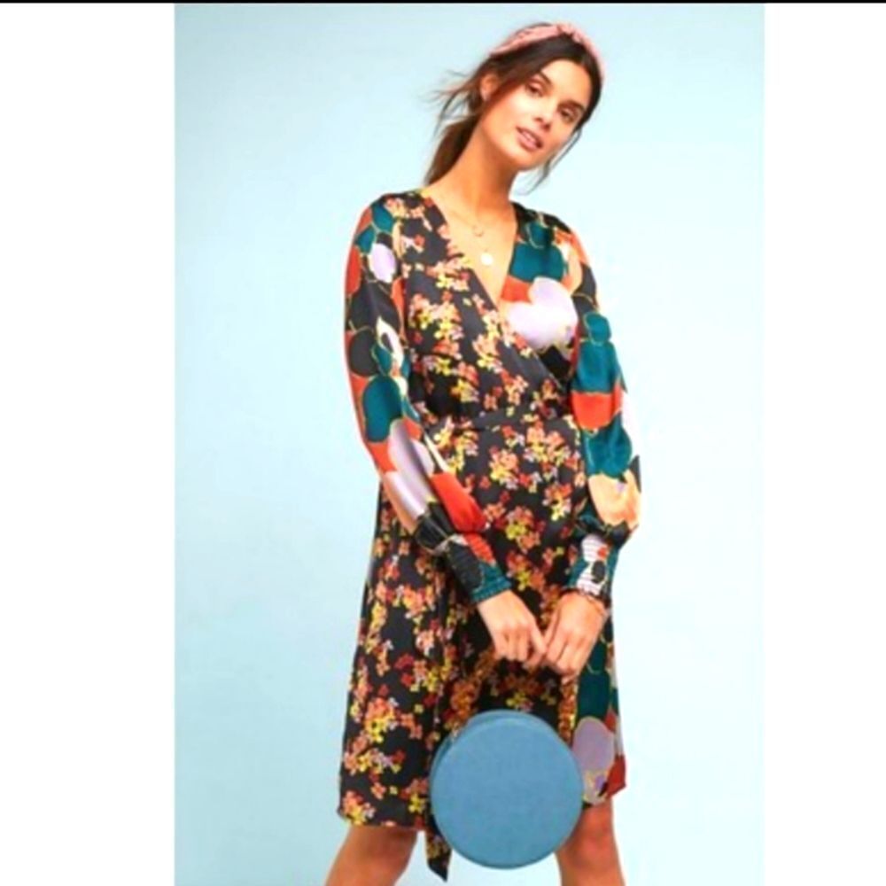 NWOT Anthropologie Blue Atelier Latona Wrap Dress Size S